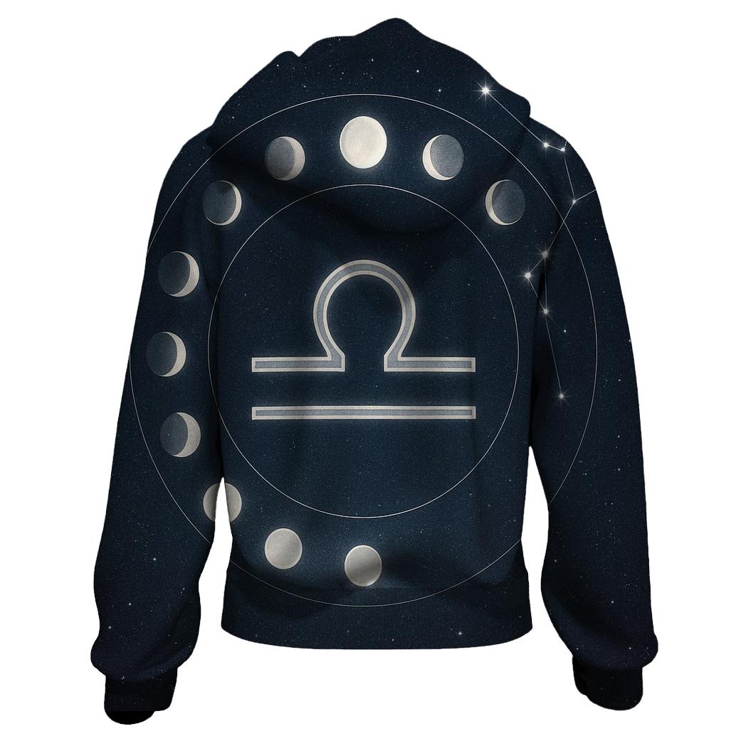 Libra Equinox Balance Halo With Moon Phases graphic hoodies