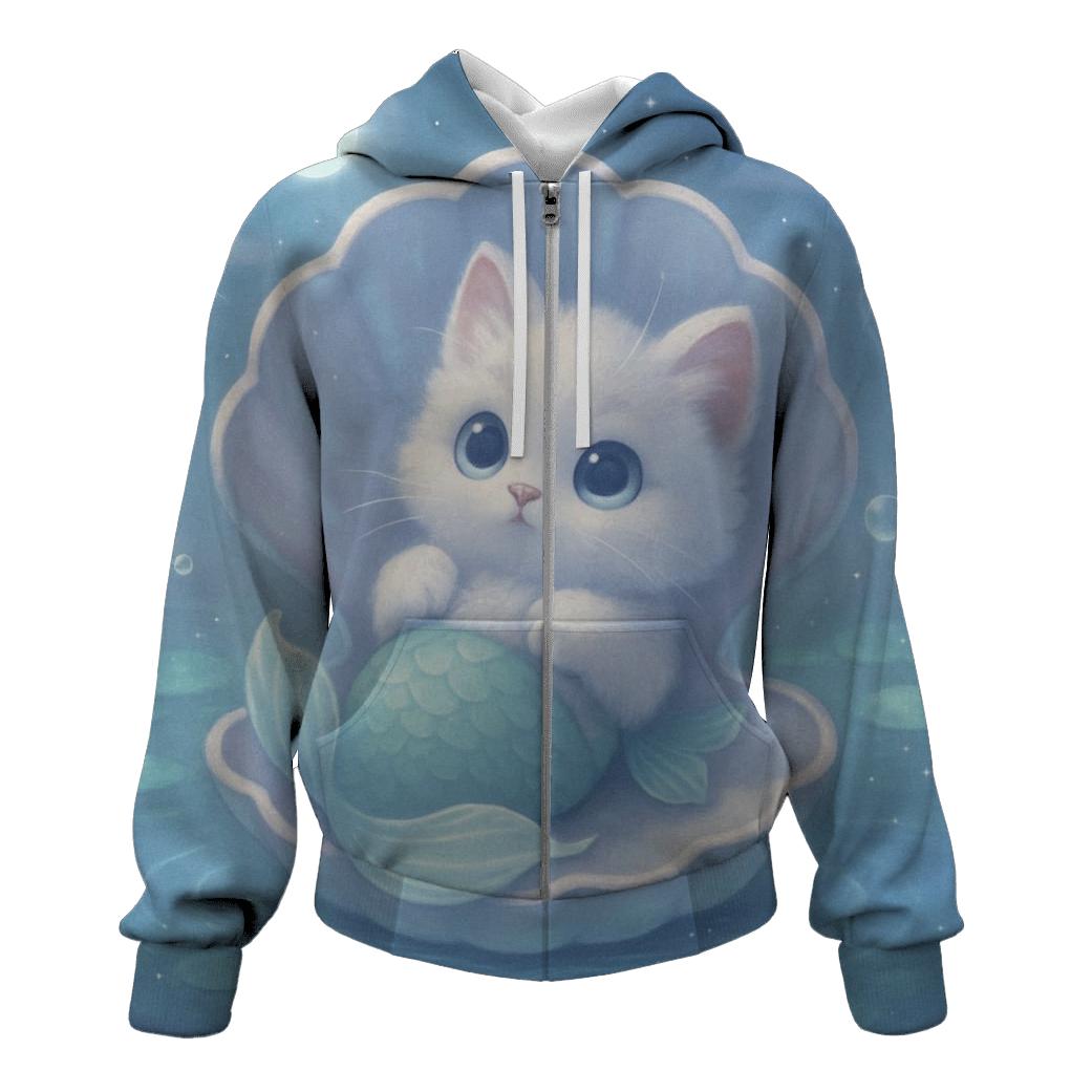 Moonlit Purrmaid Lagoon lightweight hoodies