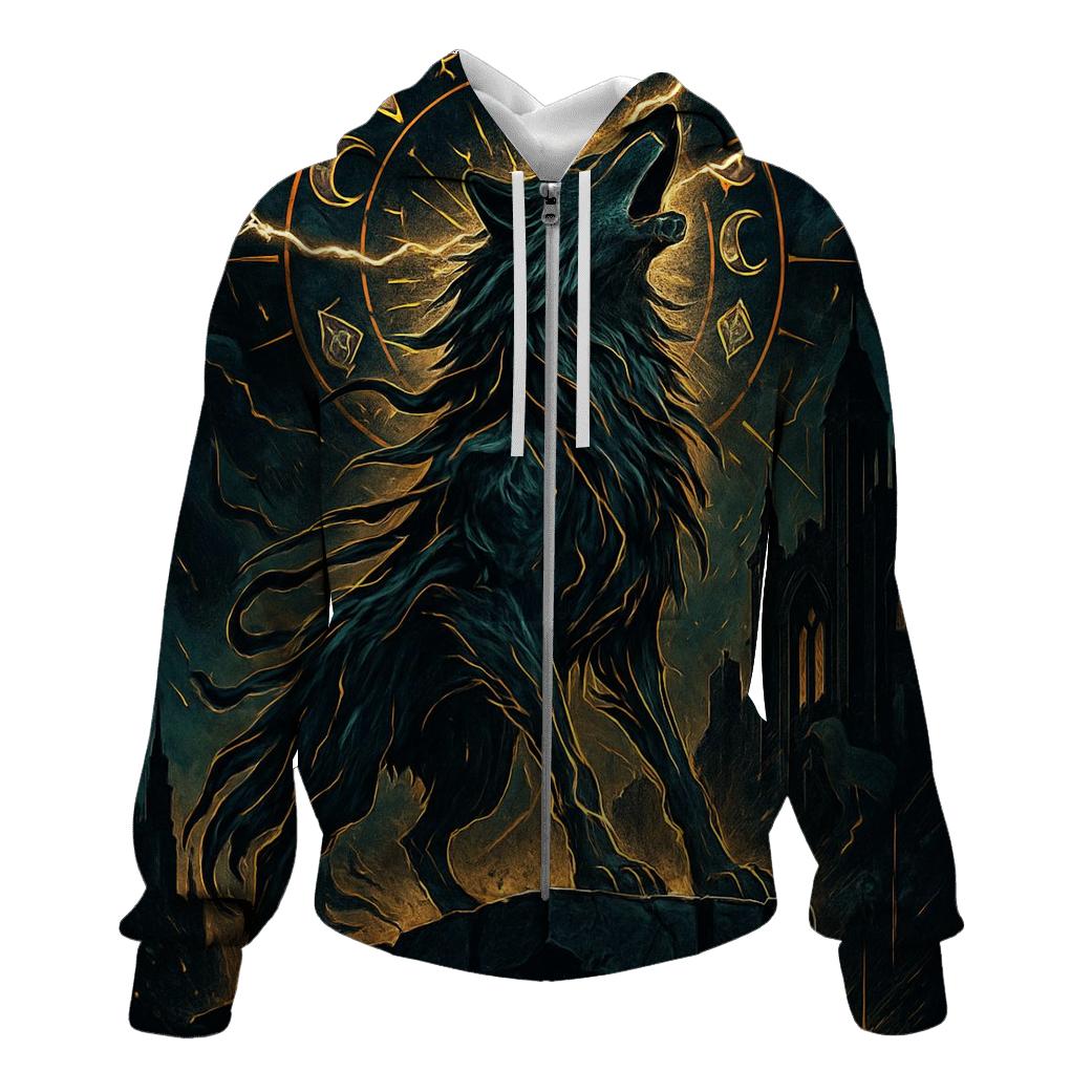 Cathedral Of The Stormworn Wolf premium hoodies