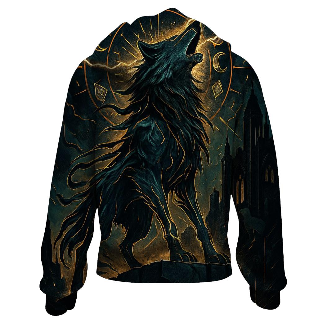 Cathedral Of The Stormworn Wolf premium hoodies