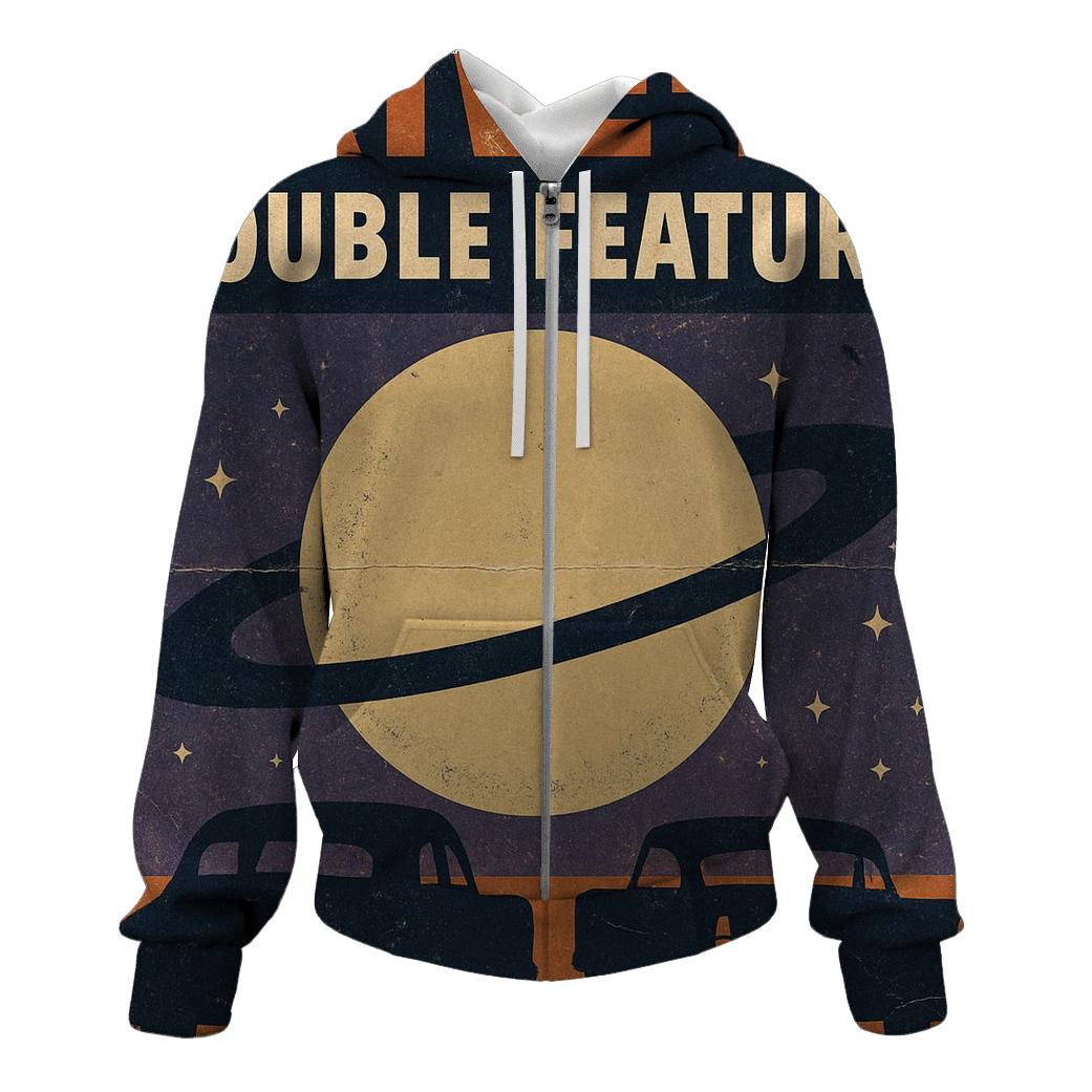 Distressed Cosmic Drive In Double Feature Poster pullover hoodies