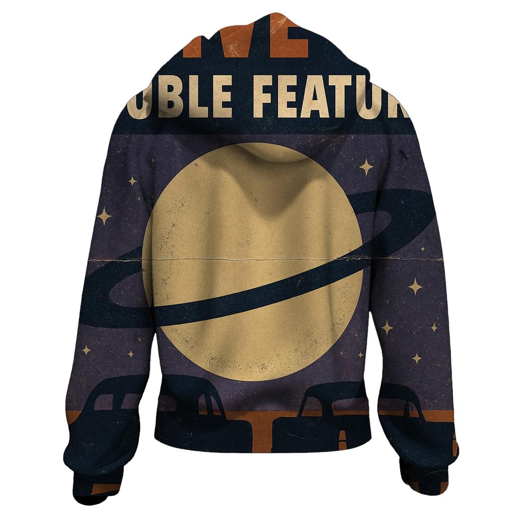 Distressed Cosmic Drive In Double Feature Poster pullover hoodies