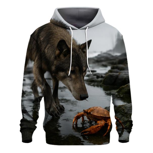 Coastal Wolf Foraging At Low Tide lightweight hoodies