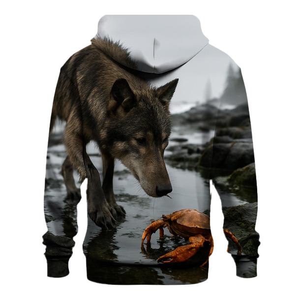 Coastal Wolf Foraging At Low Tide lightweight hoodies