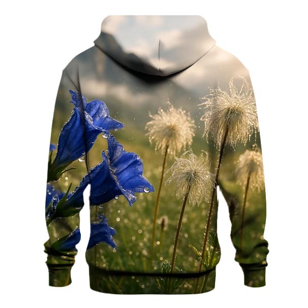 Storm Cleared Alpine Meadow With Gentian And Anemone Seedheads printed hoodies