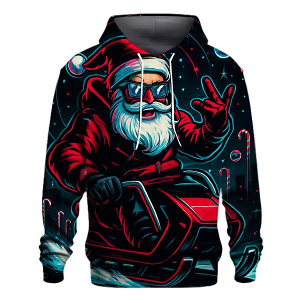 Neon Sleigh Drift Santa pullover hoodies