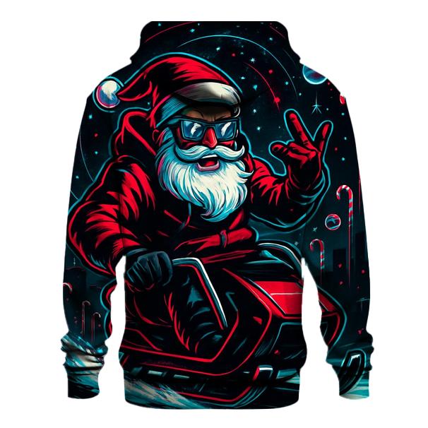 Neon Sleigh Drift Santa pullover hoodies