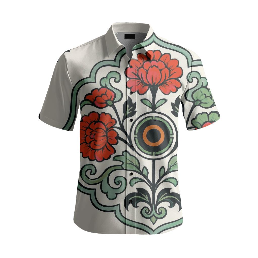 Orbiting Peony Chinoiserie Medallion Damask premium embroidered apparel