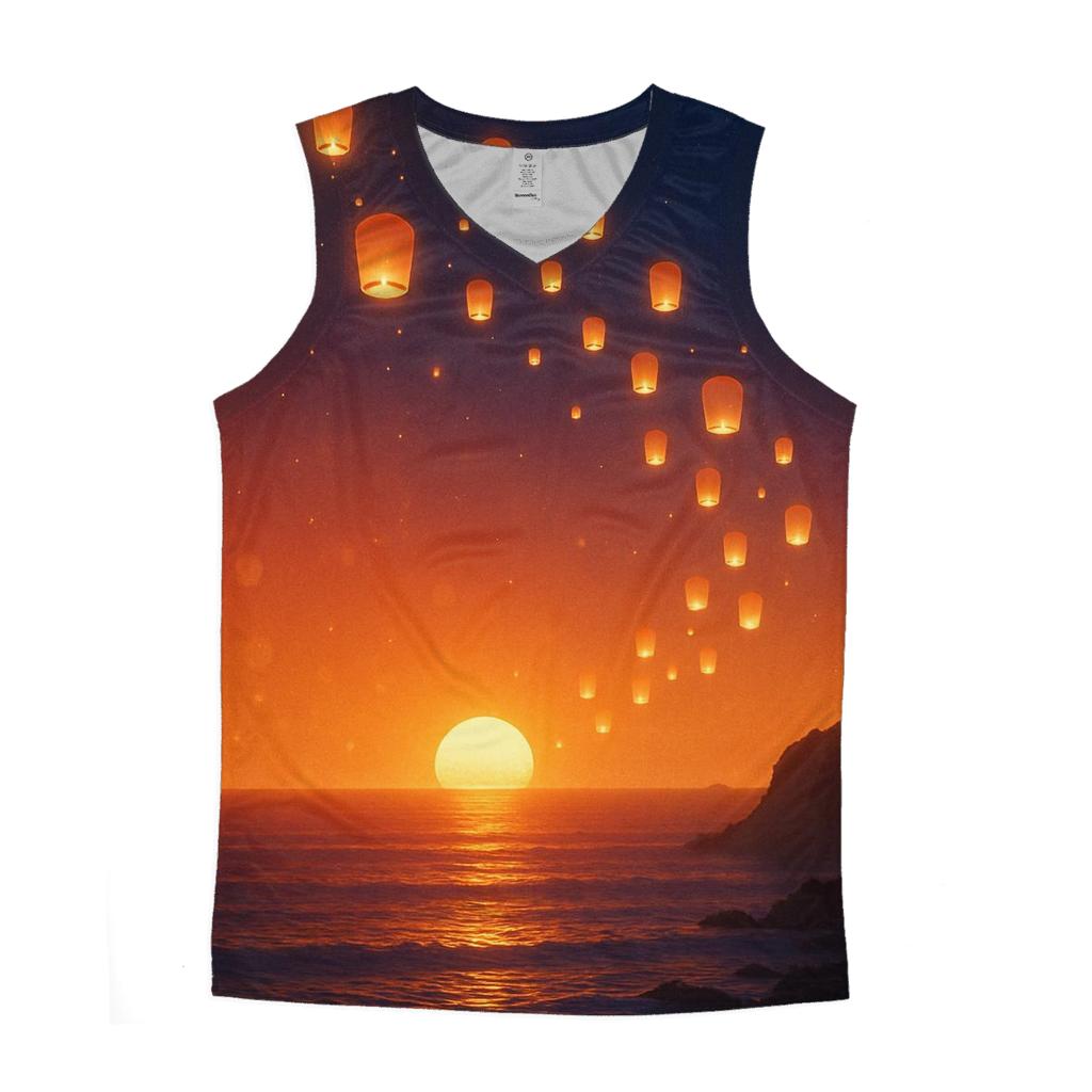 Saffron Sky Lantern Coast graphic print tank tops