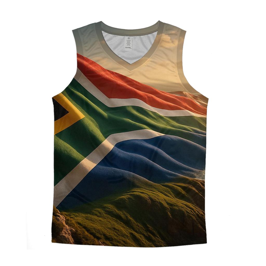 Cinematic Weave Flag Of South Africa casual summer tank tops
