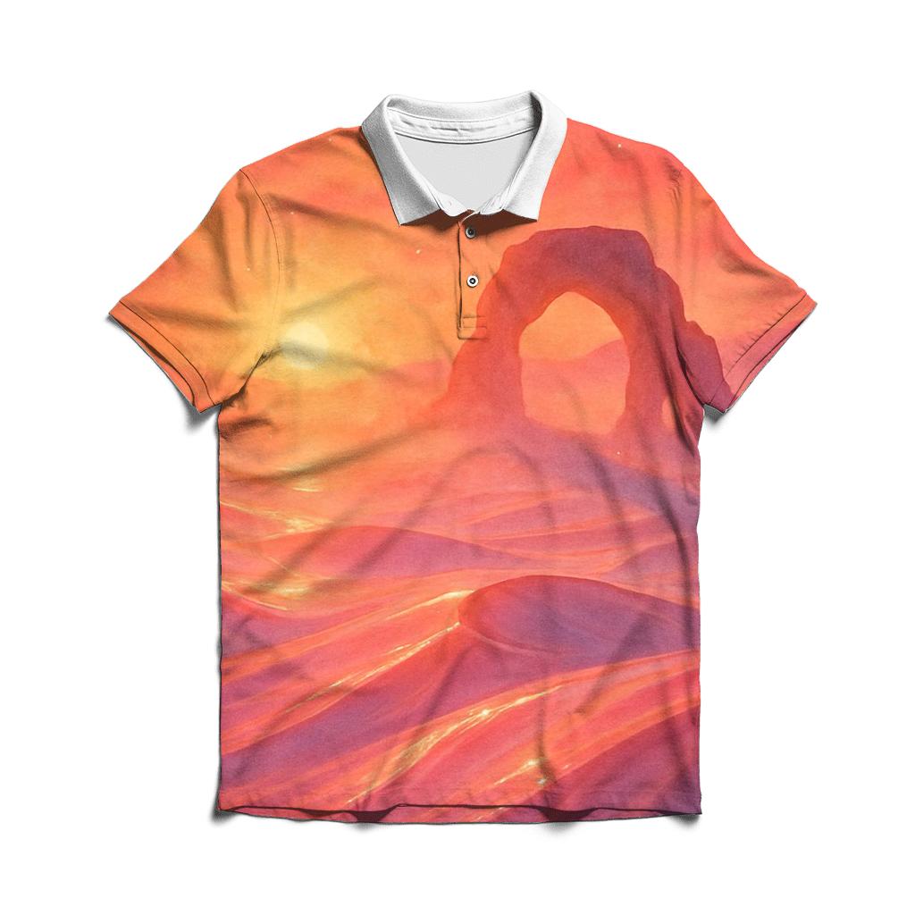 Glass Desert Mirage Sunset premium cotton polo shirts