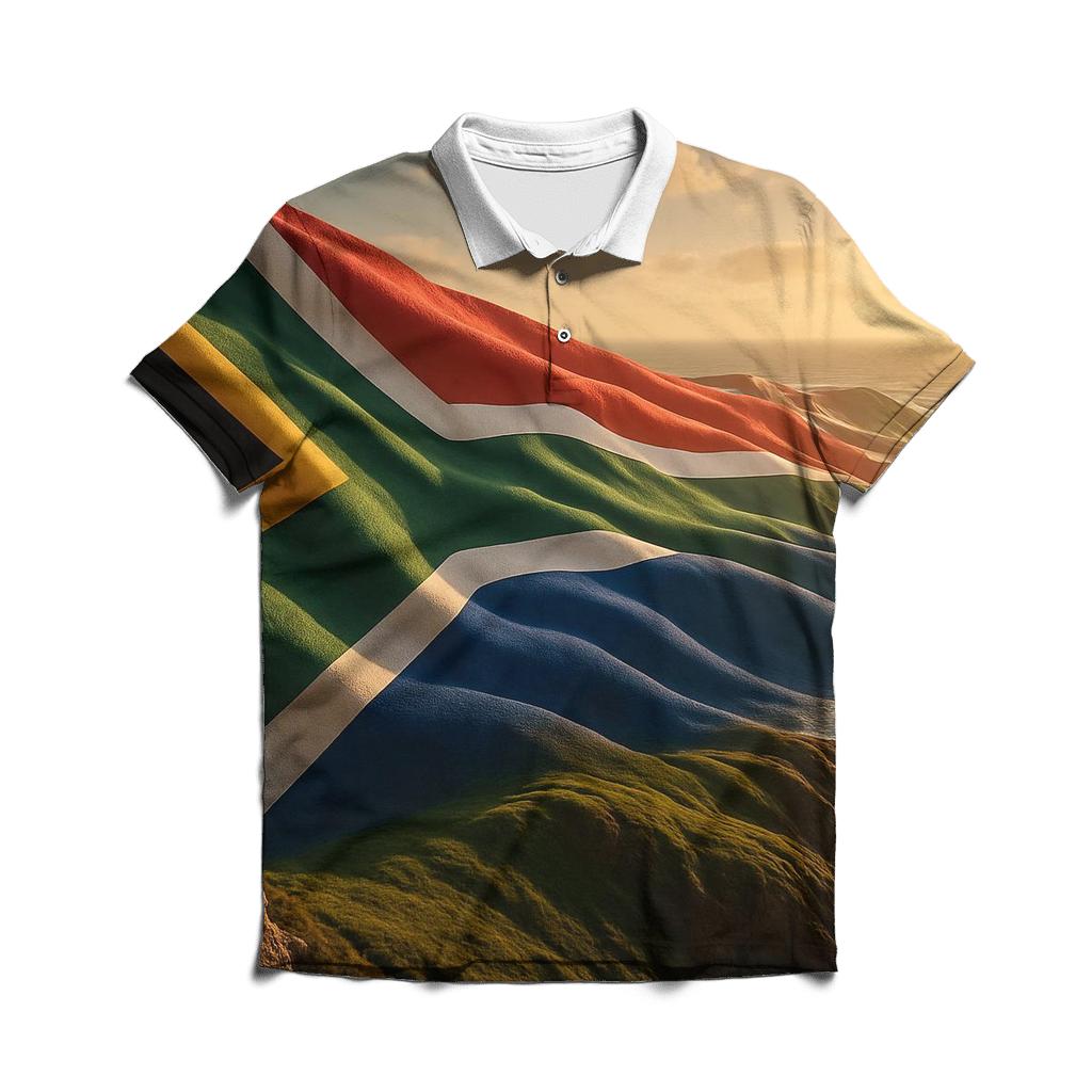 Cinematic Weave Flag Of South Africa custom polo shirts
