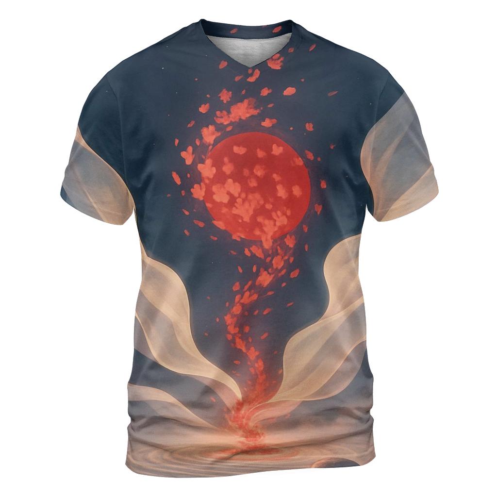 Sakura Orbit Flag Of Japan artistic all-over print tops