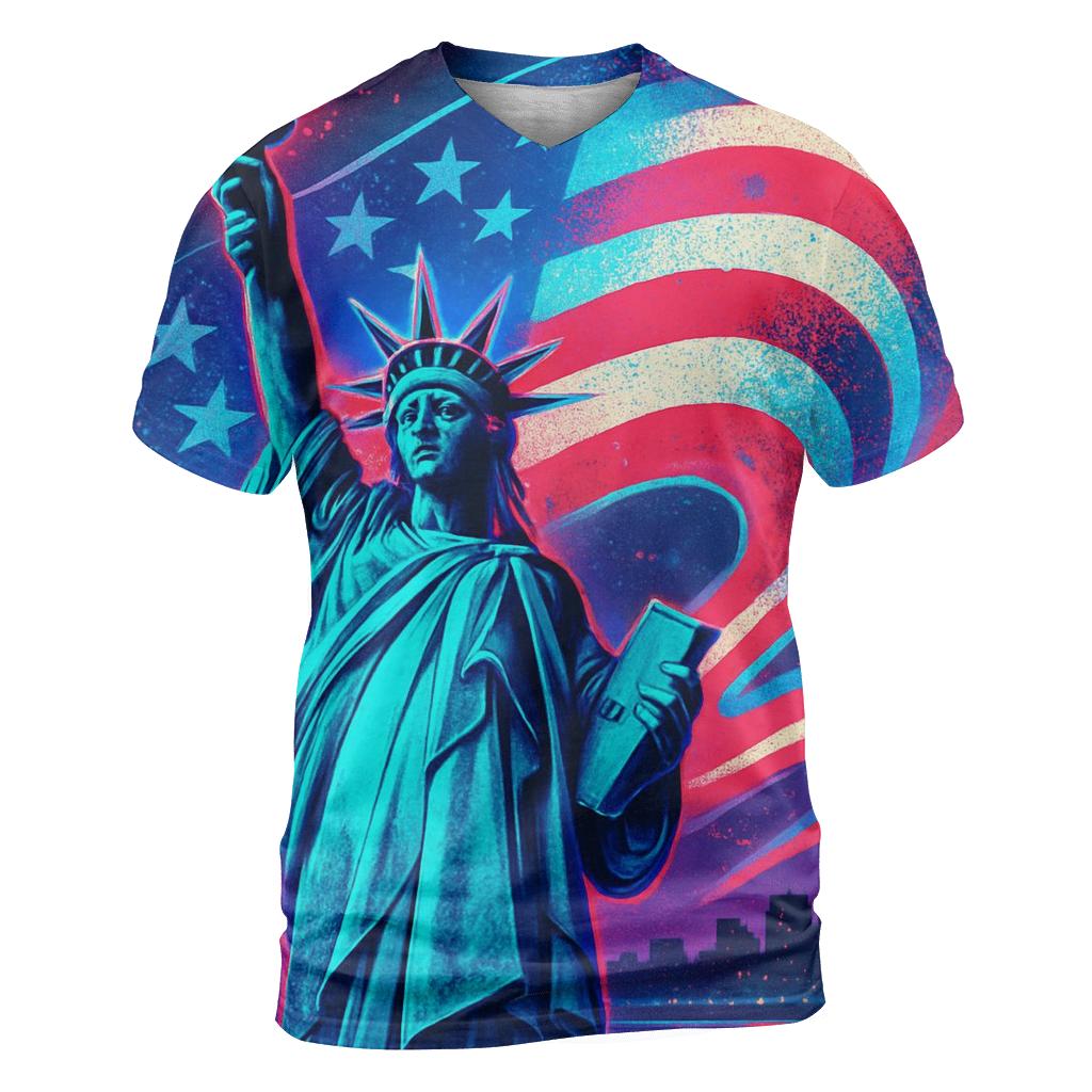 Neon Harbor Liberty Wave unique graphic print tees