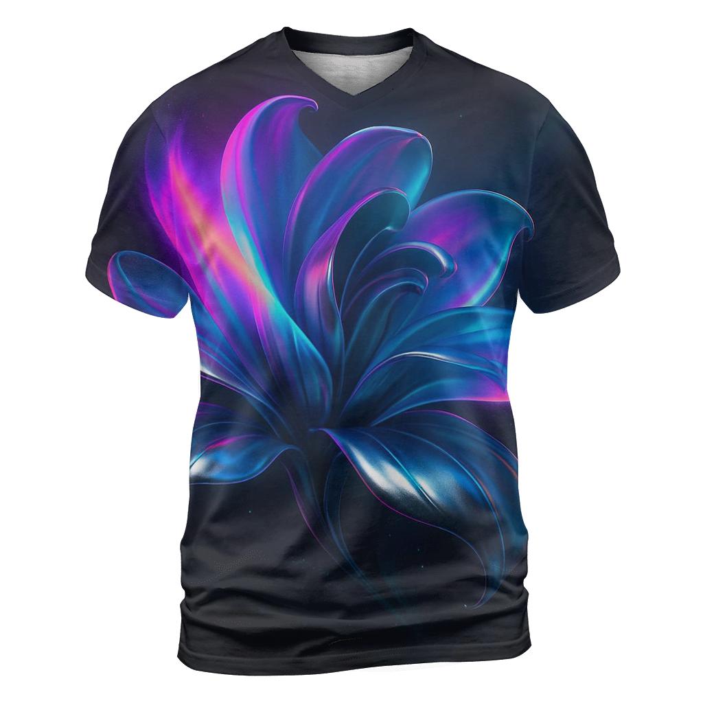 Chromium Aurora Bloom vibrant all-over design tees