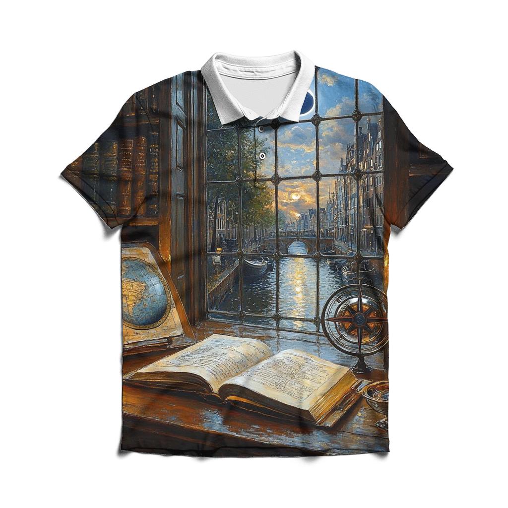 Johannes Vermeer Inspired Candlelit Library Under An Eclipse designer slim fit polos