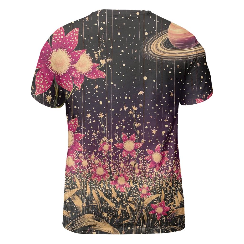Yayoi Kusama Inspired Polka Dot Orchid Nebula Garden statement graphic shirts