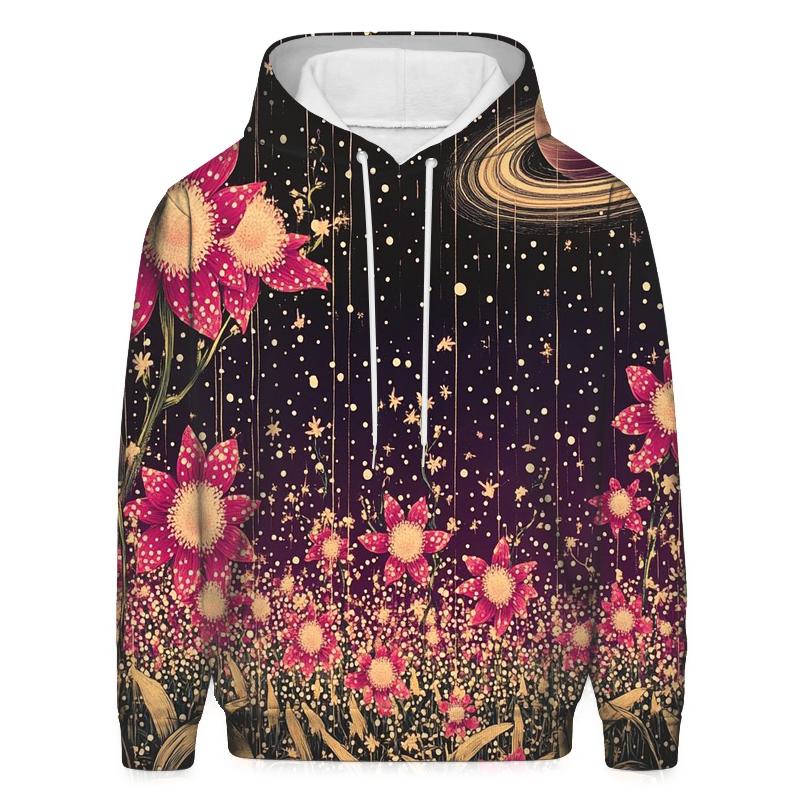 Yayoi Kusama Inspired Polka Dot Orchid Nebula Garden premium hoodies