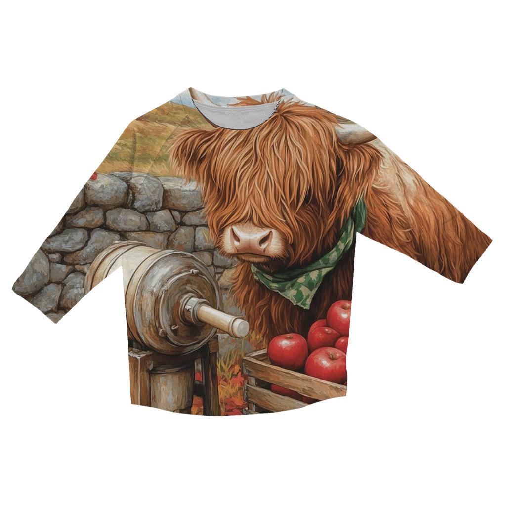 Highland Cow Orchard Cider Press cotton quarter sleeve shirts