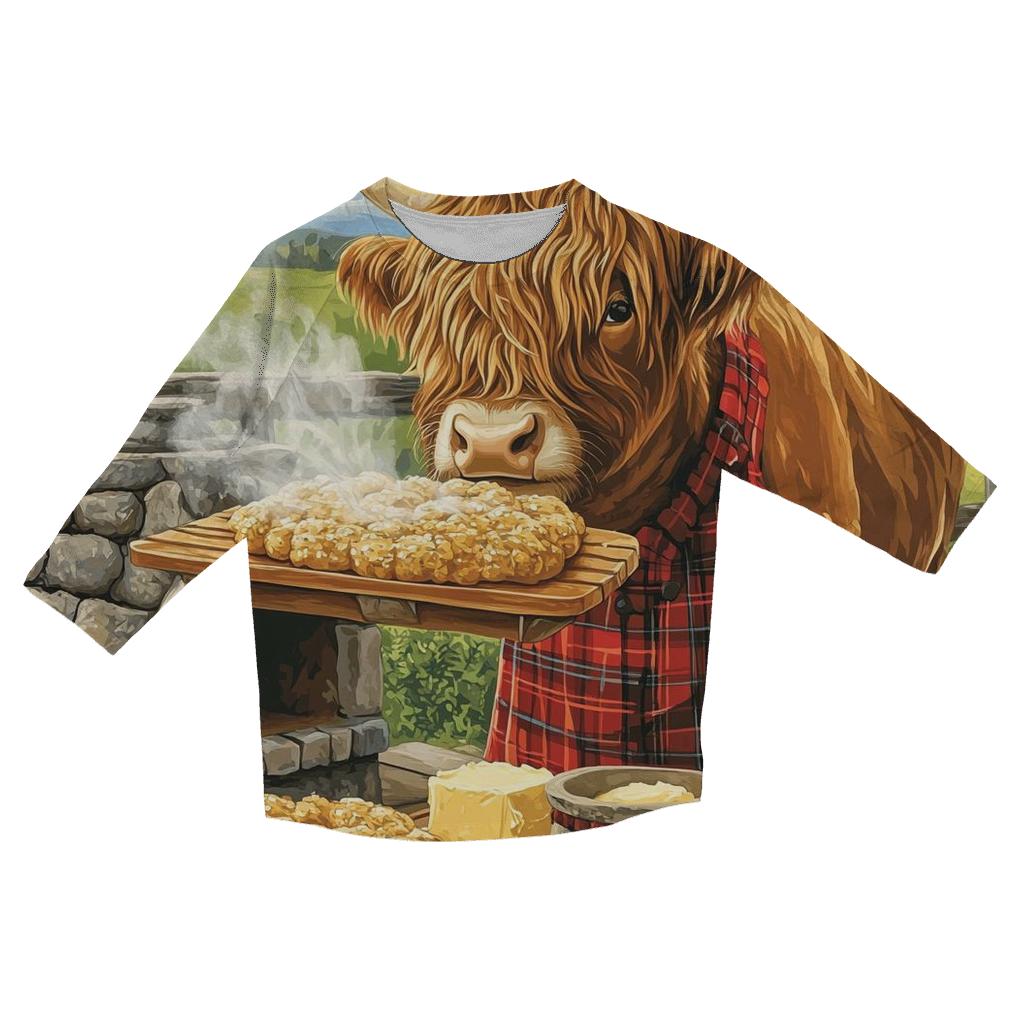 Highland Cow Bread Oven Baker personalized 3/4 sleeve tees