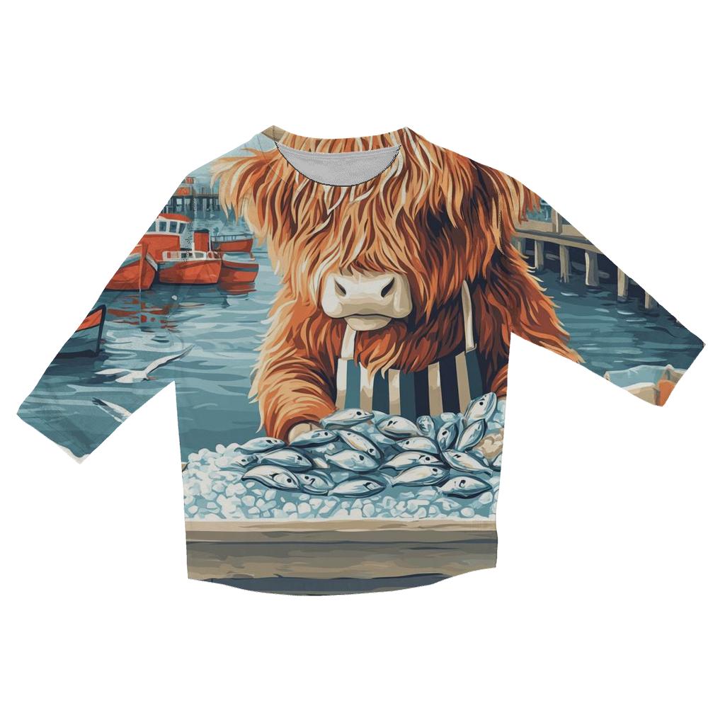 Highland Cow Harbor Fishmonger designer 3/4 sleeve blouses