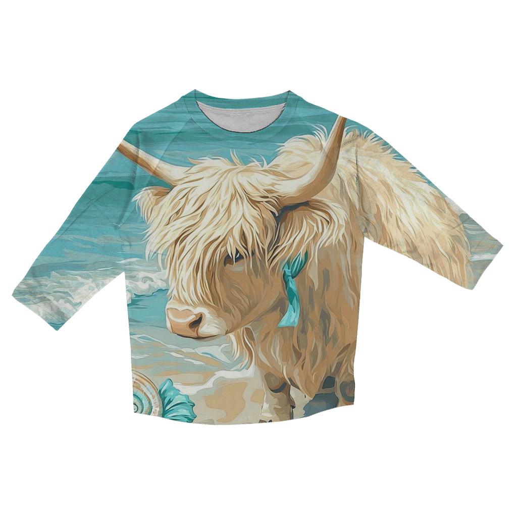 Highland Cow Seaside Shell Collector stylish quarter sleeve tops