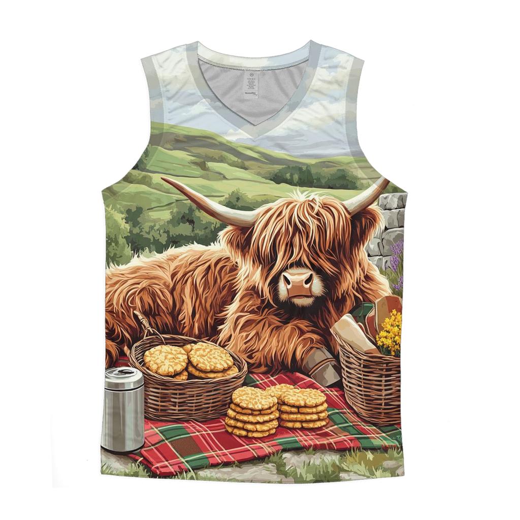 Tartan Picnic With Highland Cow casual summer tank tops