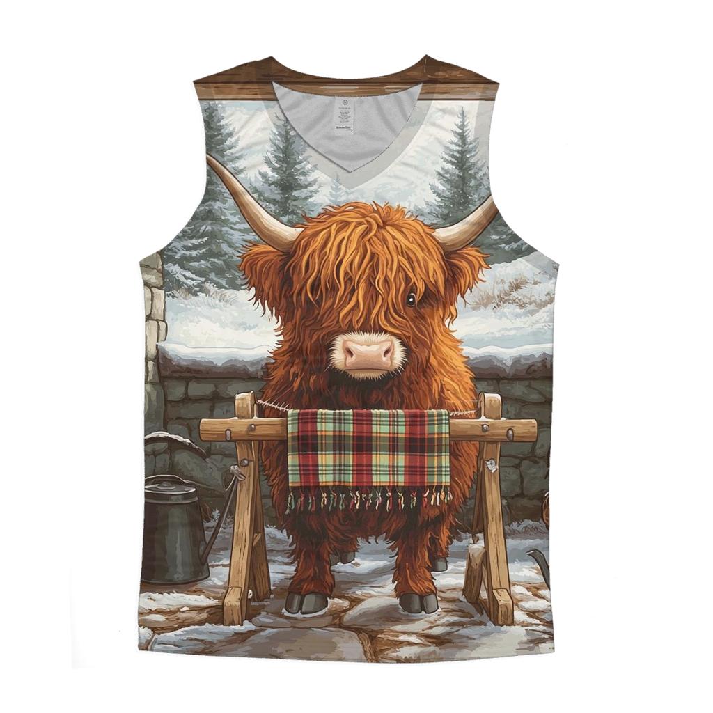 Highland Cow In Winter Knit Workshop trendy fitted tank tops