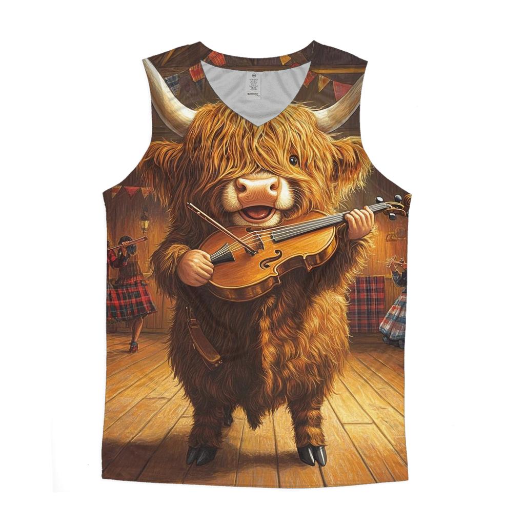 Ceilidh Fiddle Highland Cow stylish racerback tanks