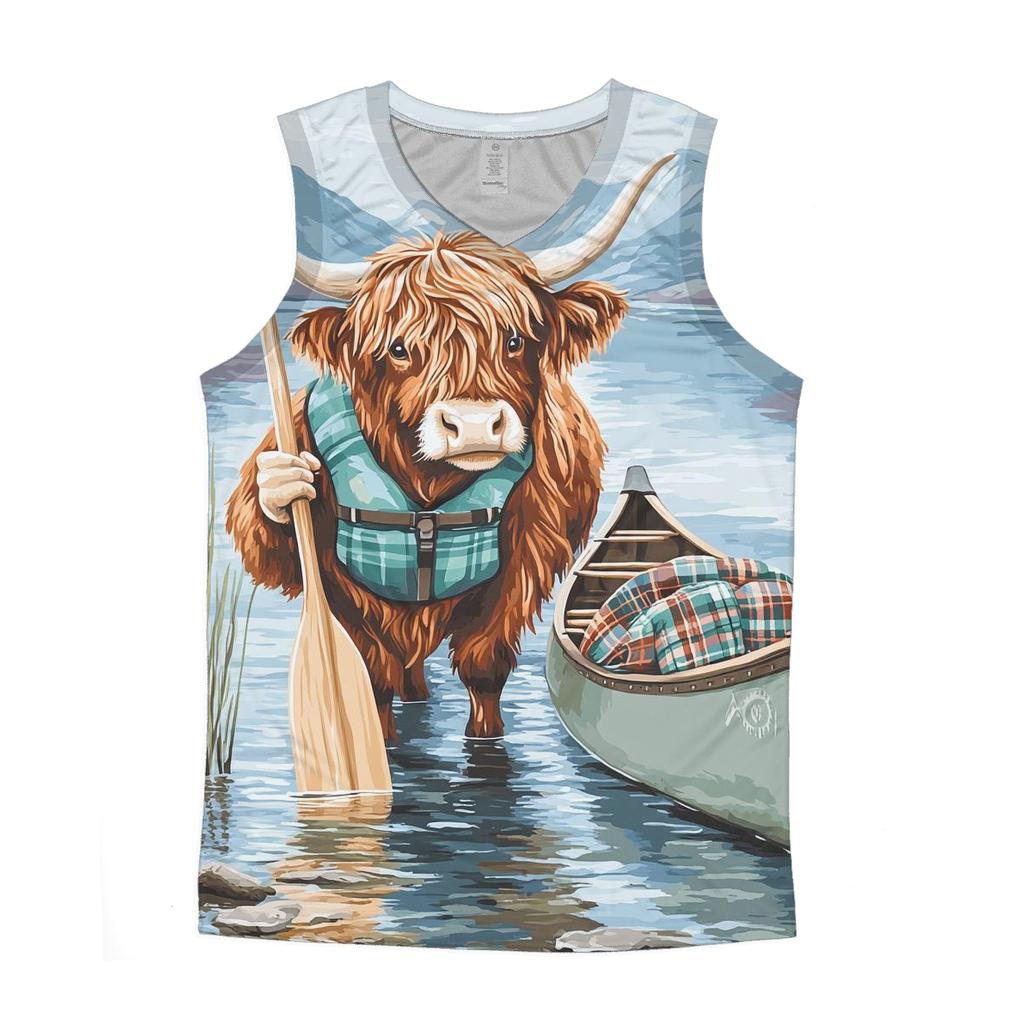 Highland Cow Lochside Canoe Guide custom tank tops