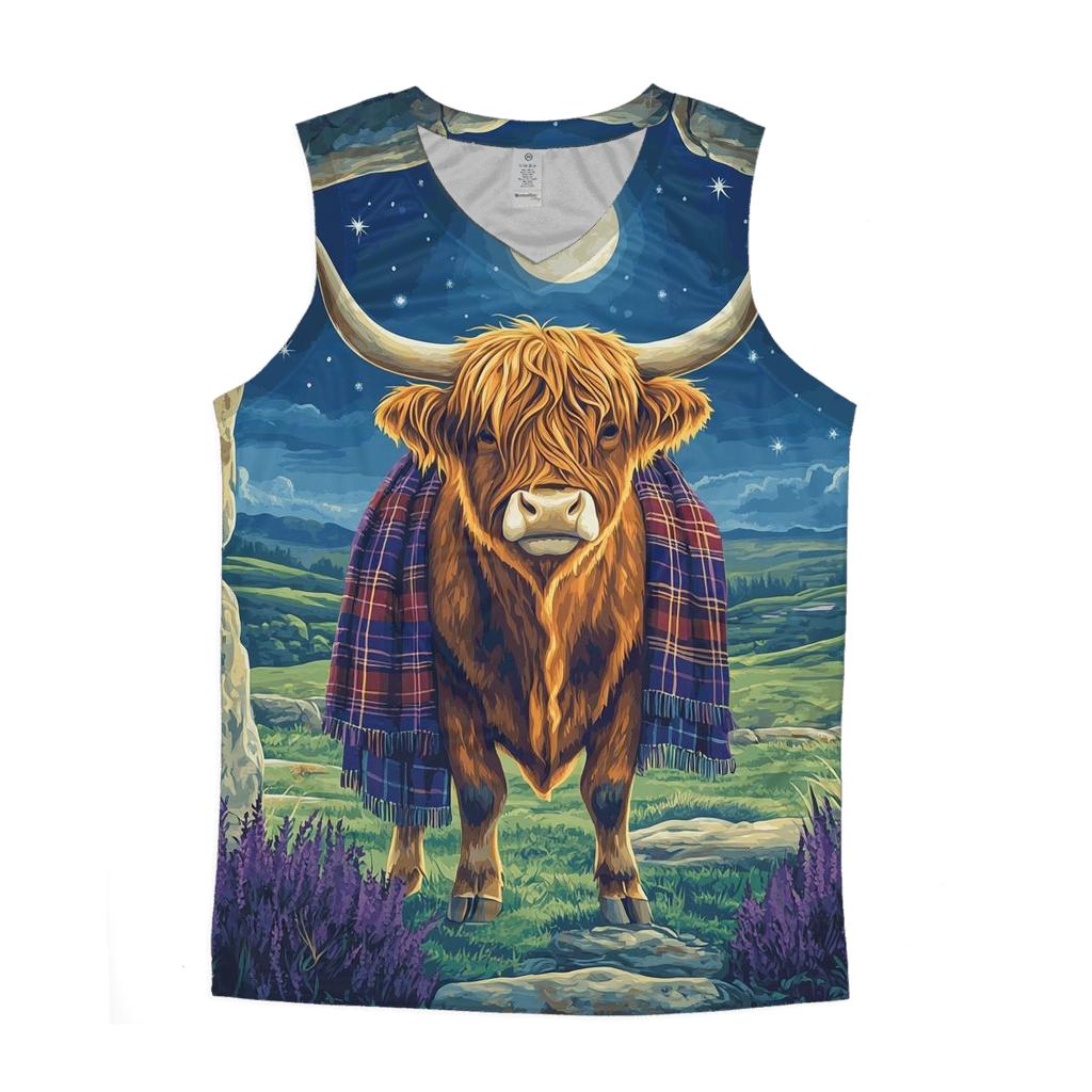 Highland Cow Moonlit Stone Circle Sentinel custom tank tops