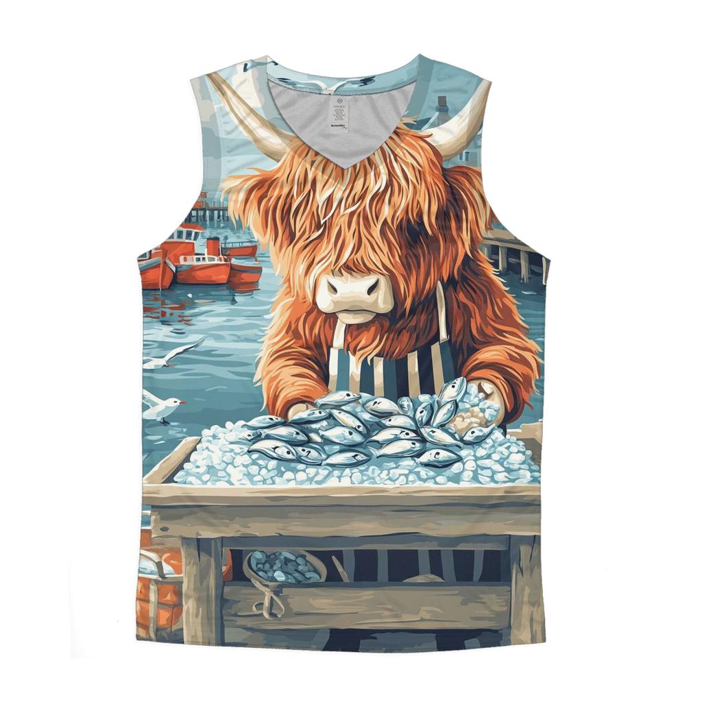Highland Cow Harbor Fishmonger stylish racerback tanks