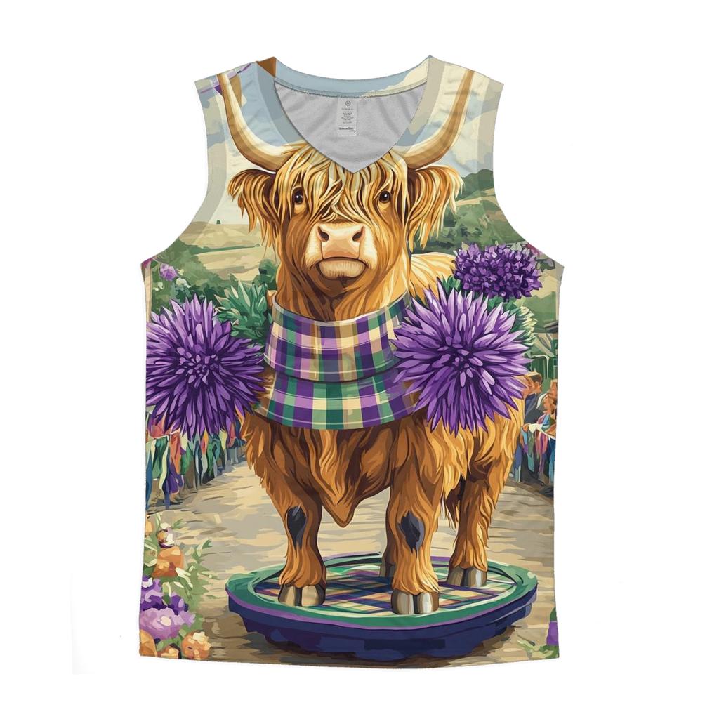Highland Cow In Thistle Parade Float custom tank tops
