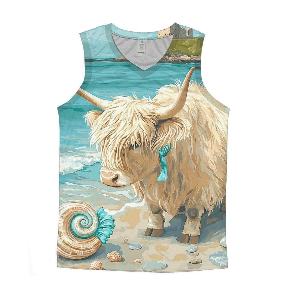Highland Cow Seaside Shell Collector trendy fitted tank tops