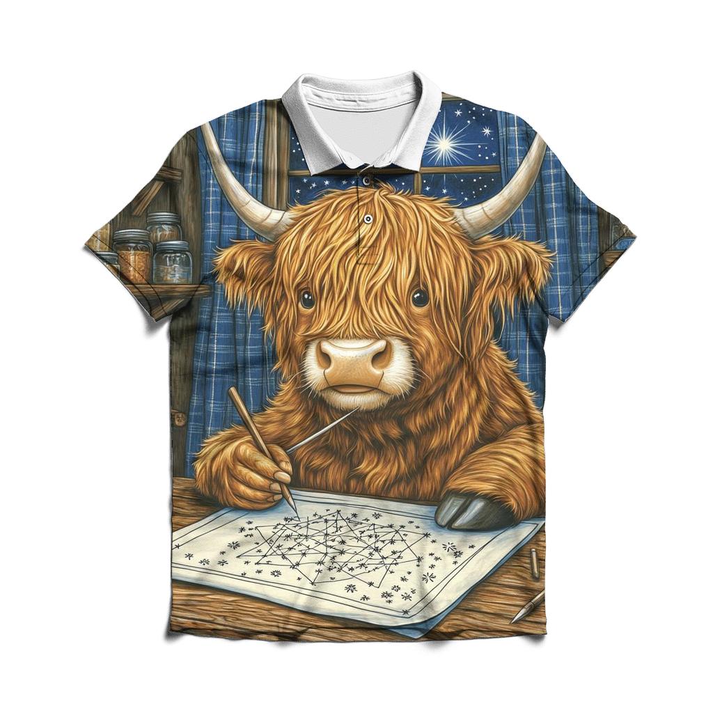 Highland Cow Star Atlas Cartographer casual sports polo shirts