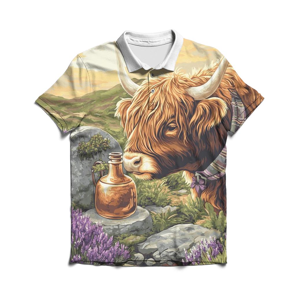 Highland Cow Herbalist At Heather Still personalized polo shirts
