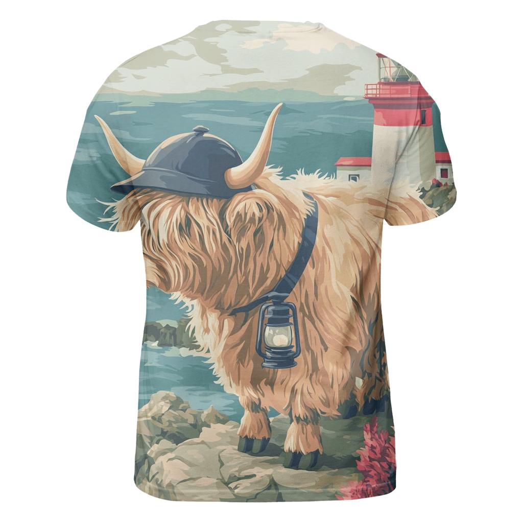 Highland Cow Lighthouse Keeper trendy printed shirt styles