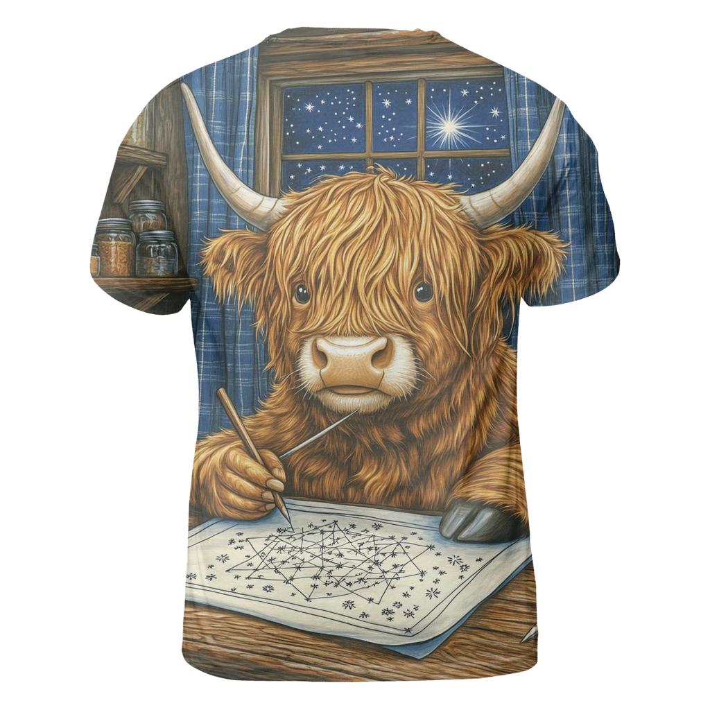Highland Cow Star Atlas Cartographer artistic all-over print tops