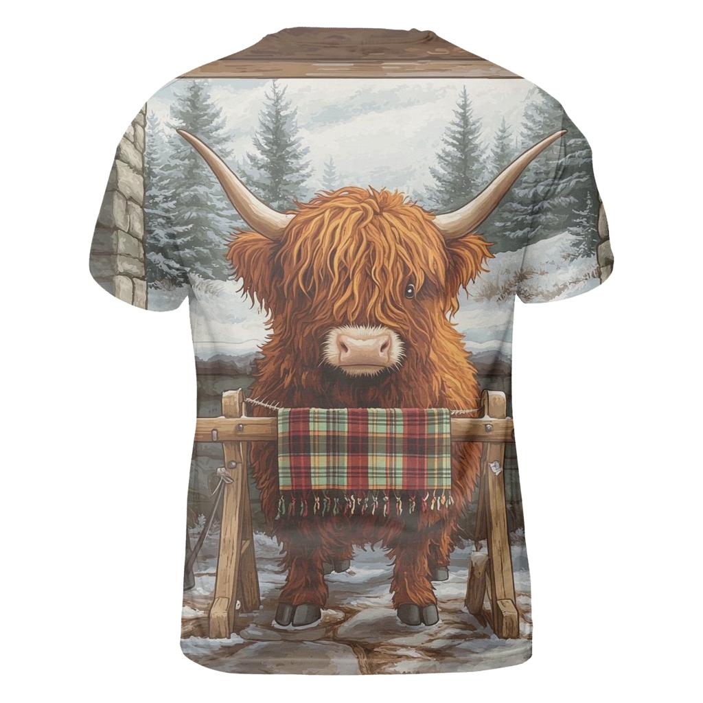 Highland Cow In Winter Knit Workshop creative print fashion shirts