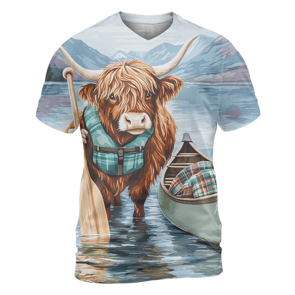 Highland Cow Lochside Canoe Guide statement graphic shirts