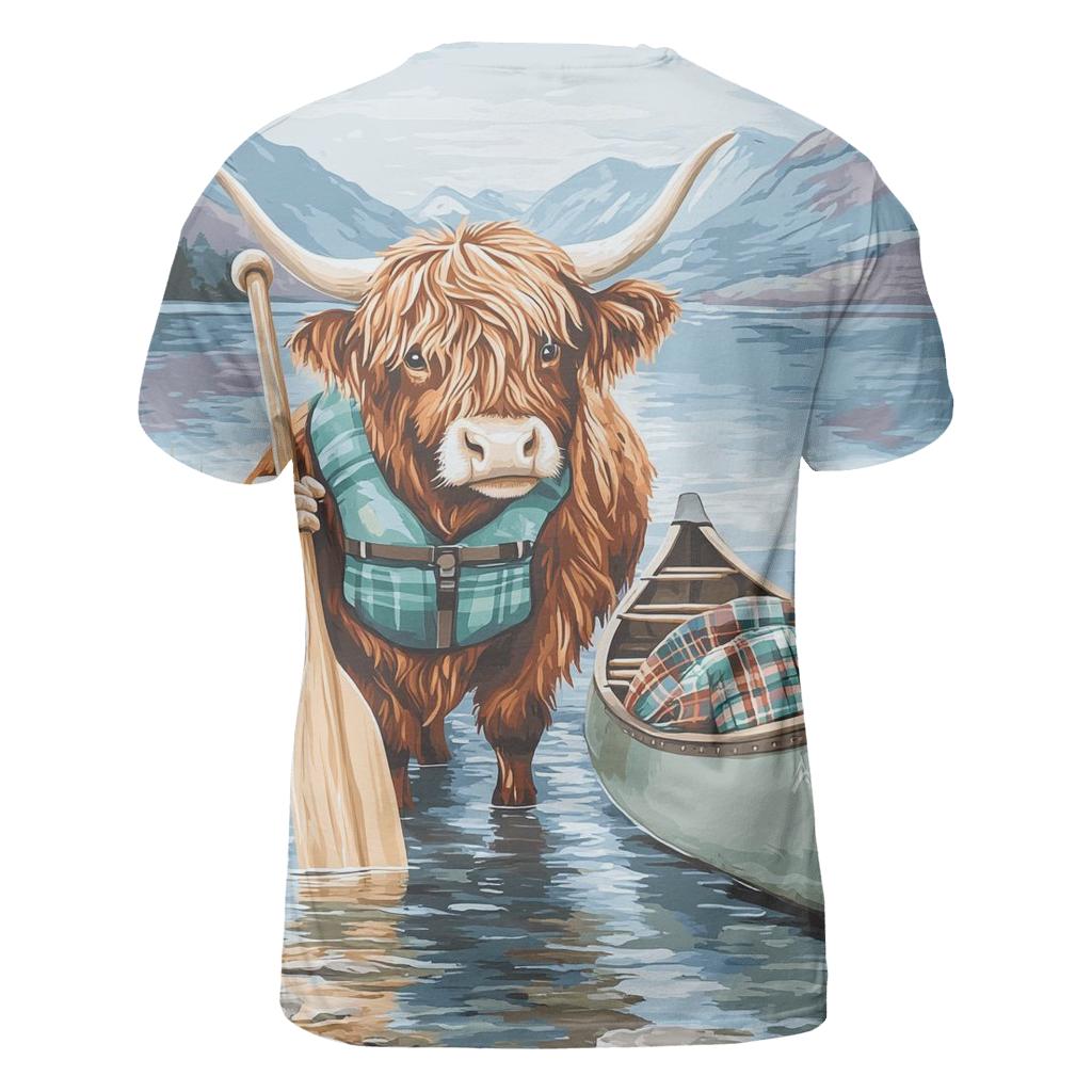 Highland Cow Lochside Canoe Guide statement graphic shirts