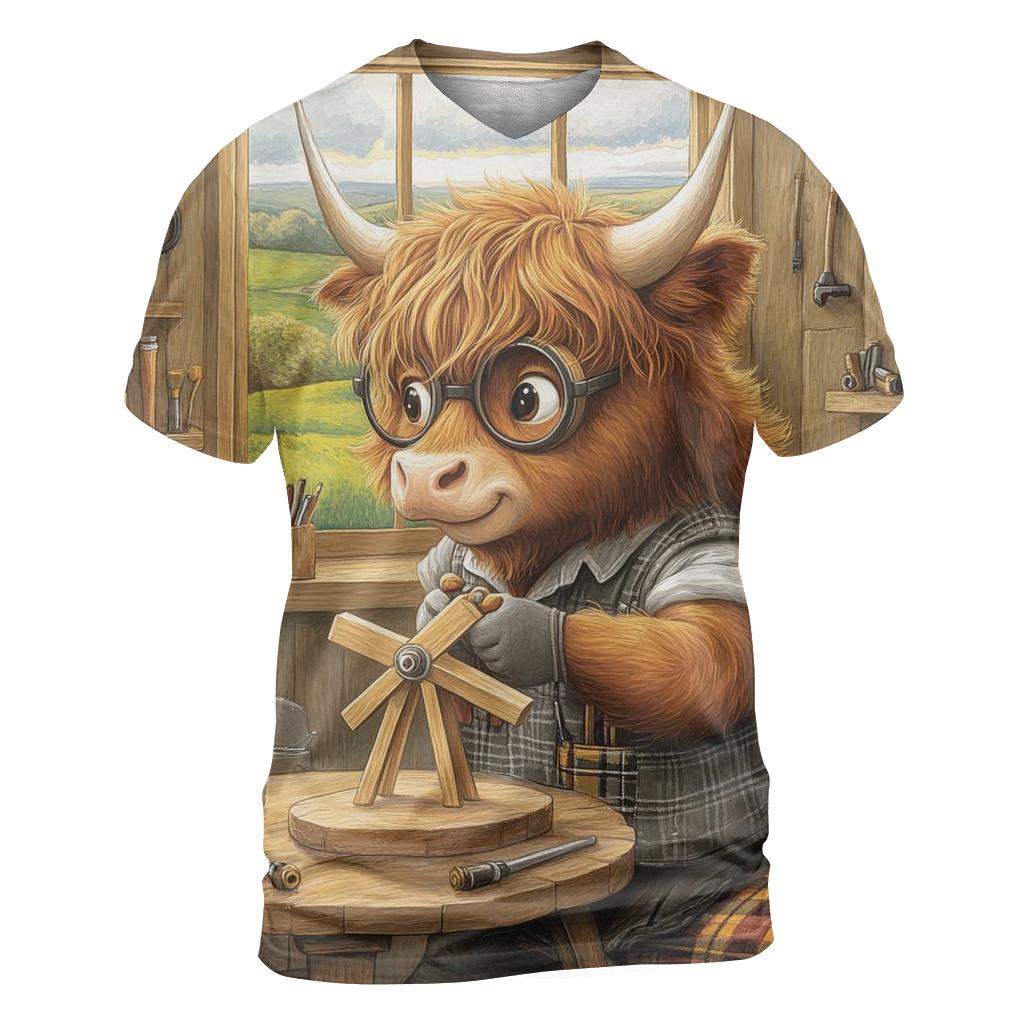 Highland Cow Workshop Tool Shed Inventor vibrant all-over design tees