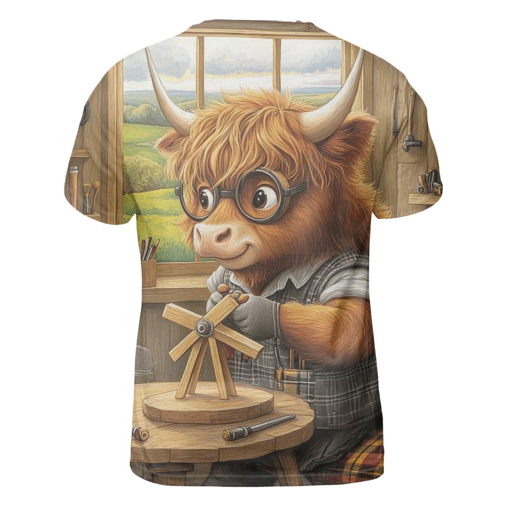 Highland Cow Workshop Tool Shed Inventor vibrant all-over design tees