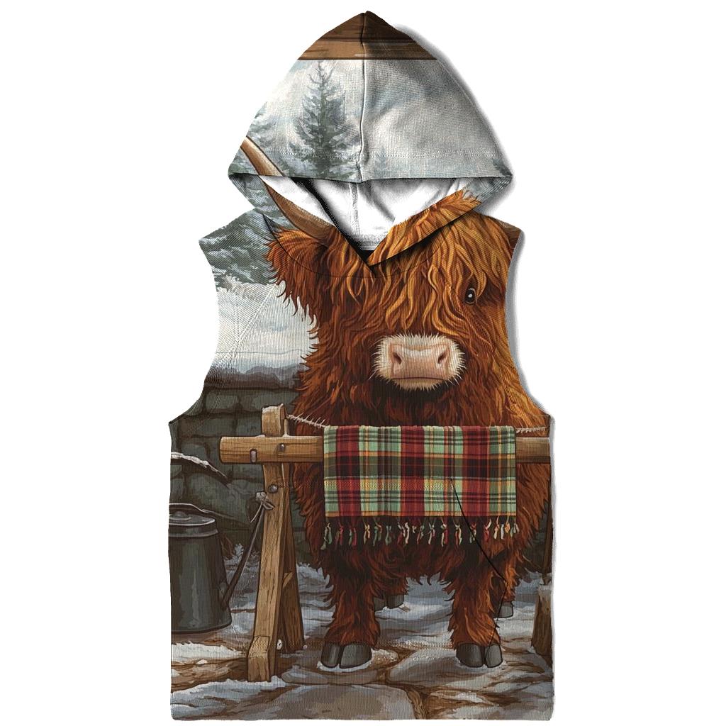 Highland Cow In Winter Knit Workshop designer hoodies