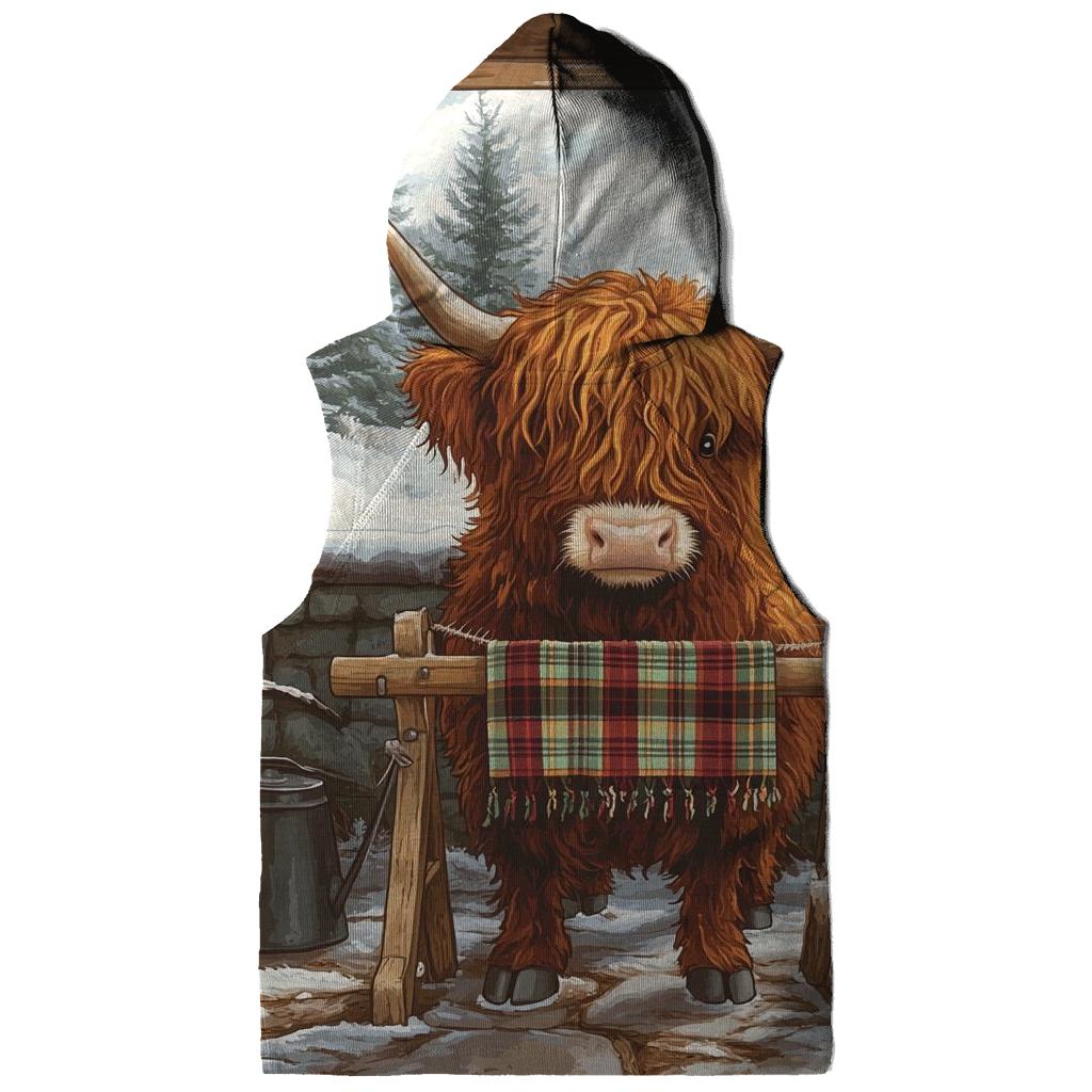 Highland Cow In Winter Knit Workshop designer hoodies