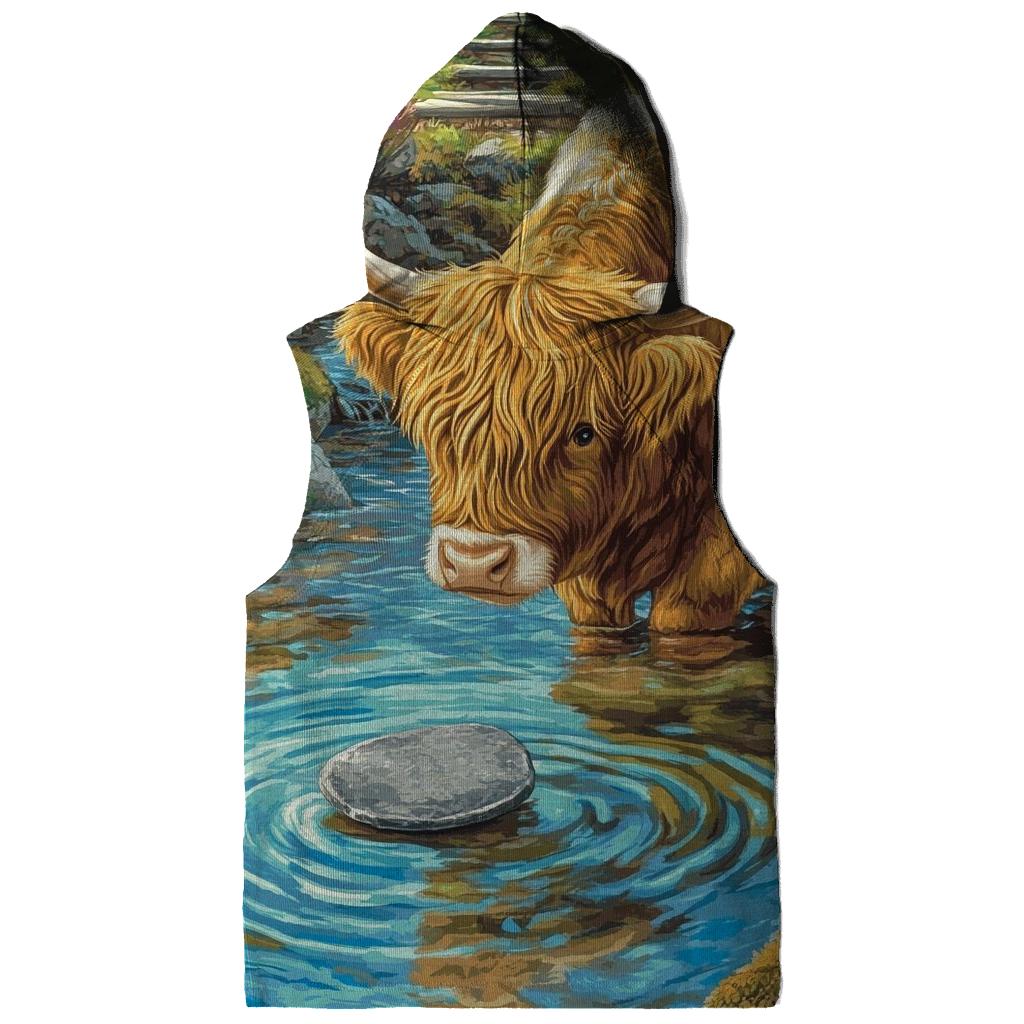 Highland Cow River Stone Skipper graphic hoodies