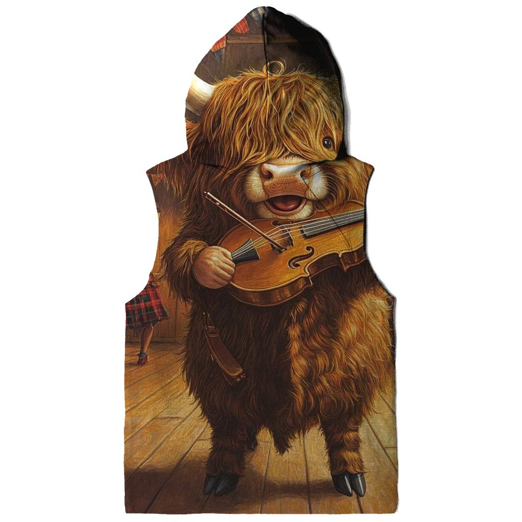 Ceilidh Fiddle Highland Cow hoodie styles