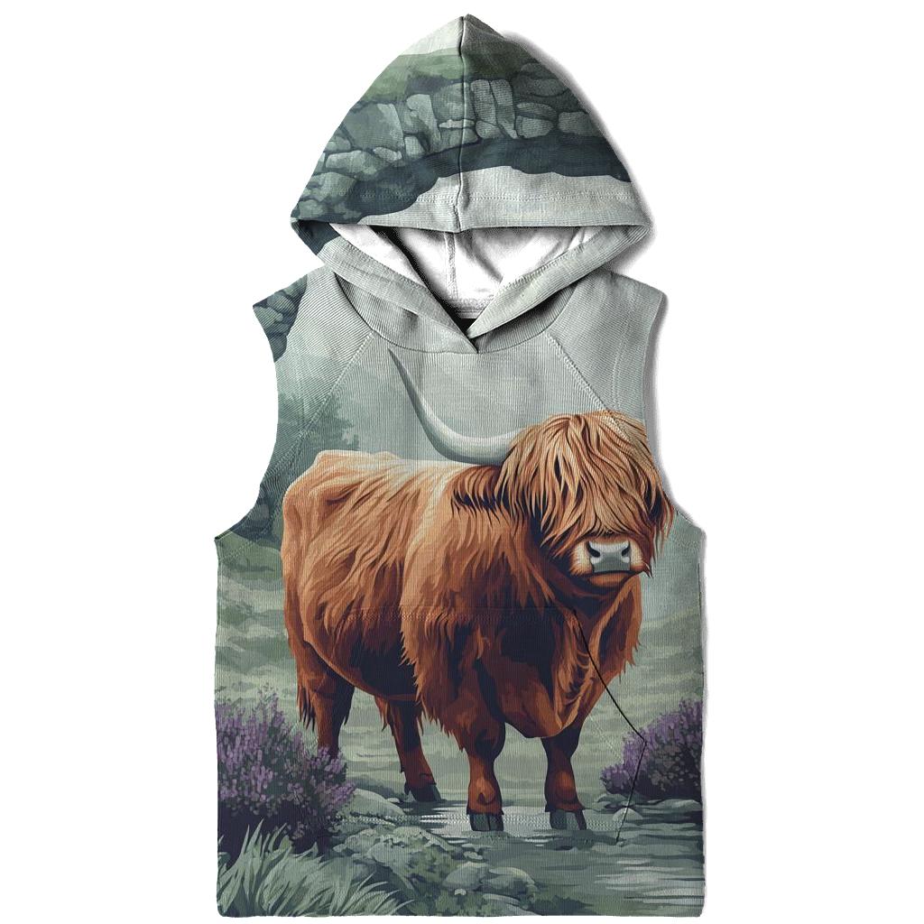 Highland Cow In Mist Gate Glen printed hoodies