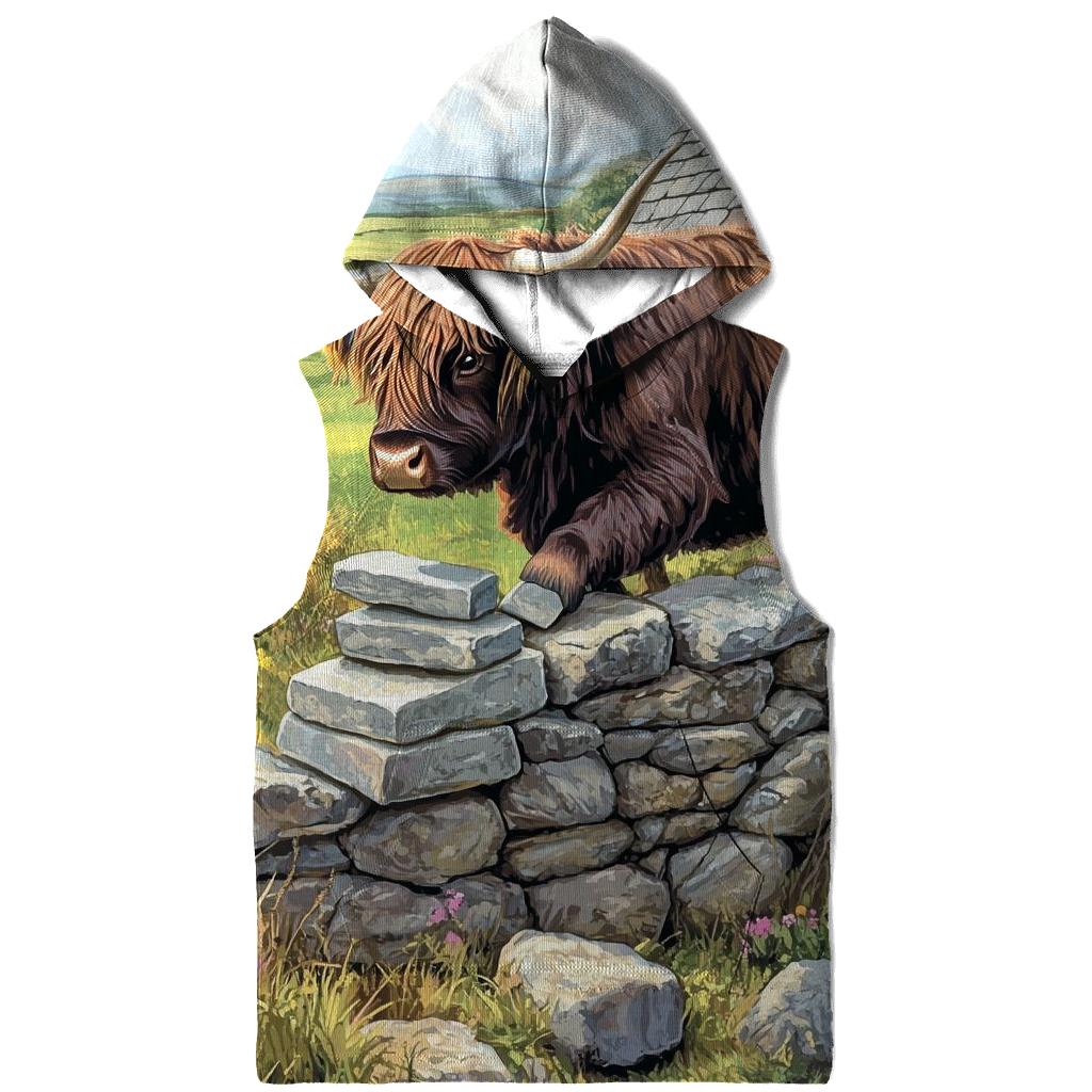Highland Cow Garden Stone Wall Builder hoodie styles