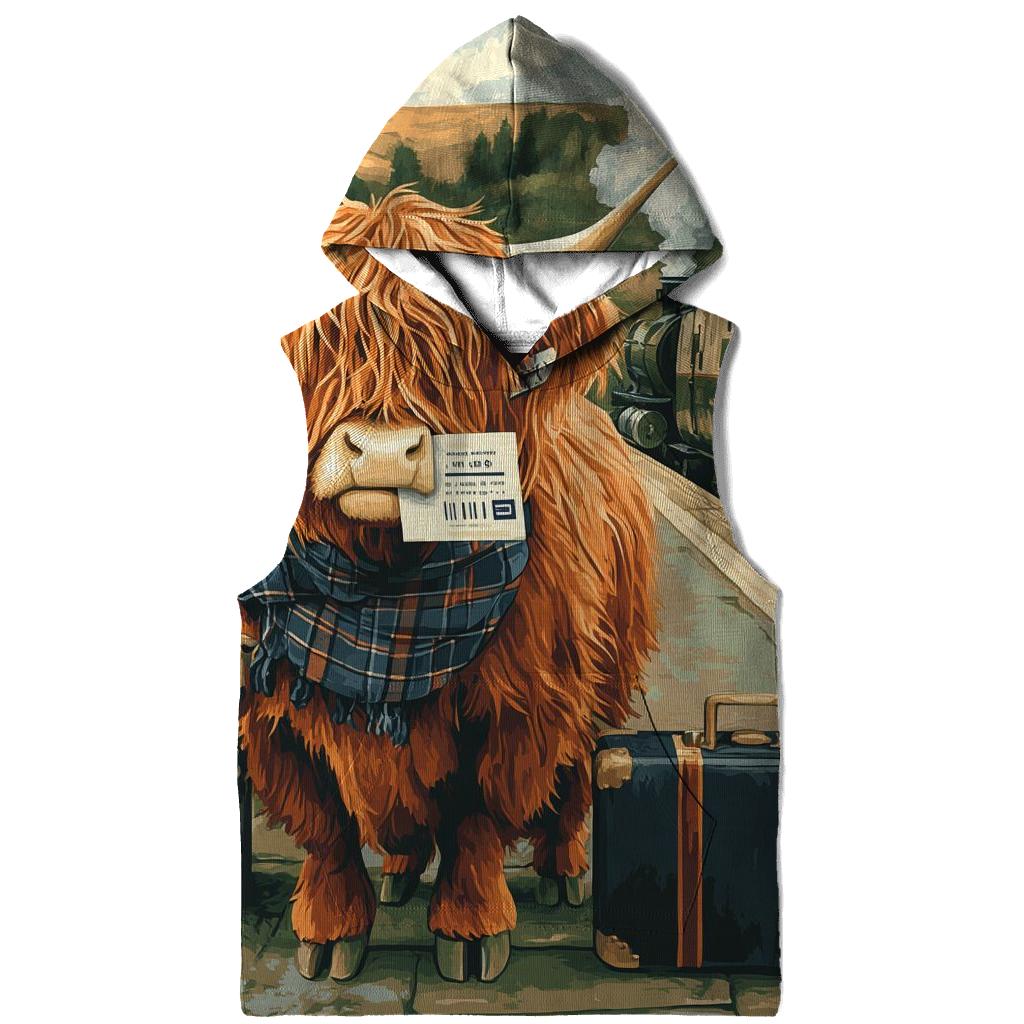 Highland Cow Railway Platform Traveler hoodie designs